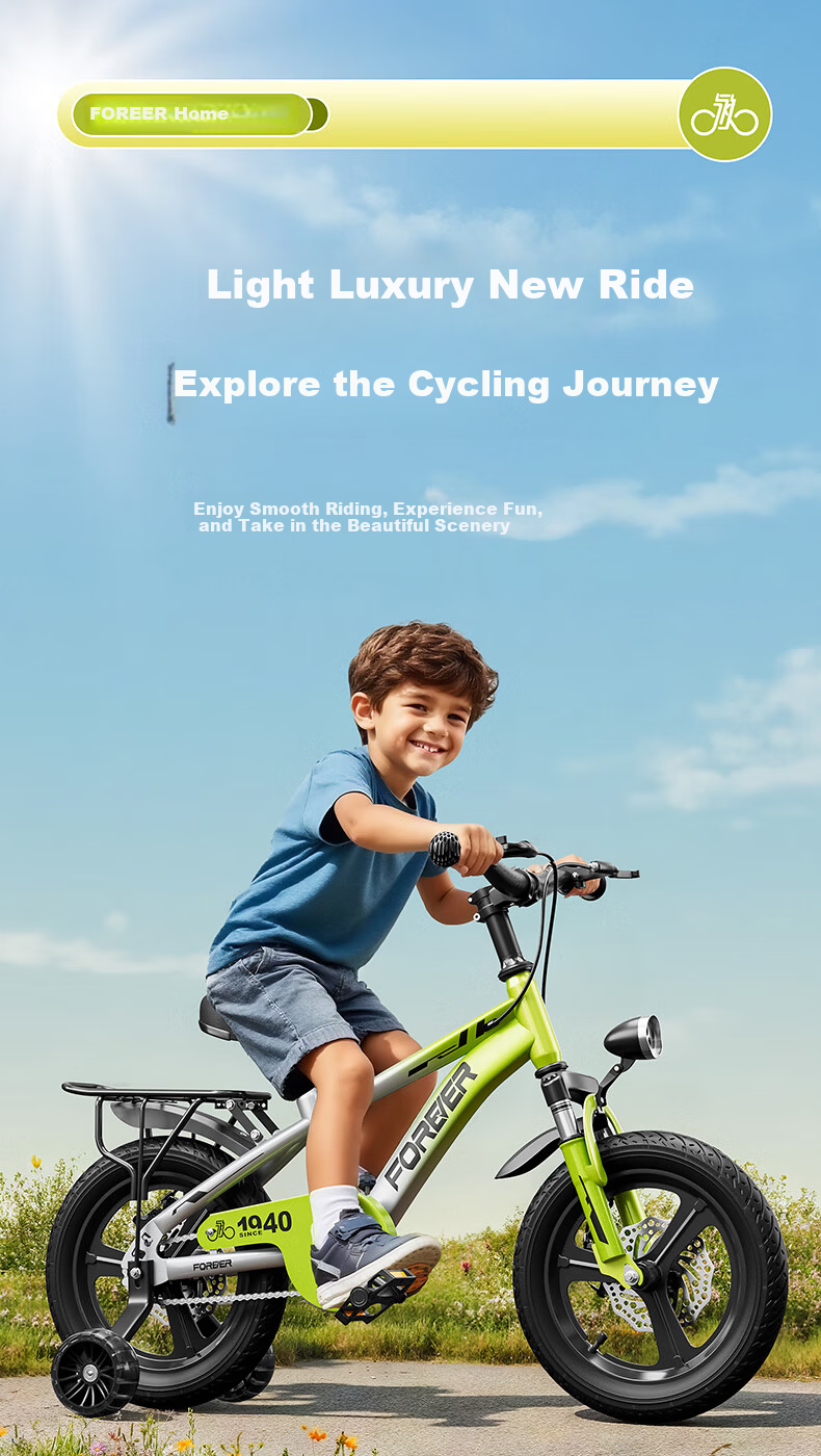 FOREVER Children's Bicycle with Training Wheels Kids Bike 3-6-10 Years Old 18-Inch Children's Bike 1