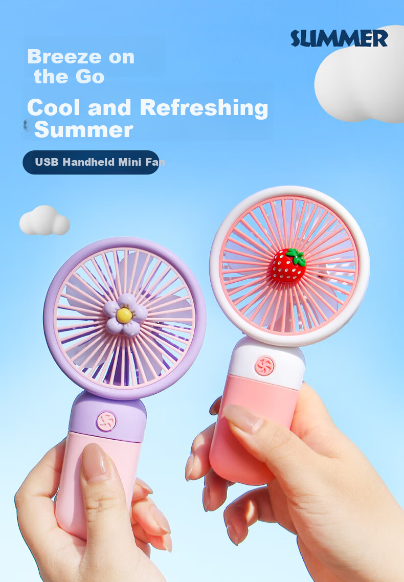 Gelite Handheld Mini USB Desk Fan Quiet Small Electric Fan Portable Rechargeable Yellow-Green for Dormitory Office Kids 1