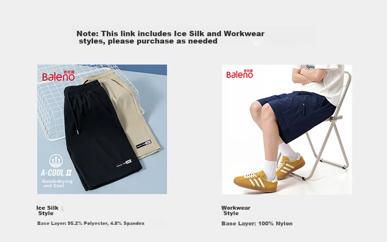 Baleno Men's Workwear Shorts Summer Youth Trendy Brand Five-Point Sports Lightweight Breathable Loose Shorts 2