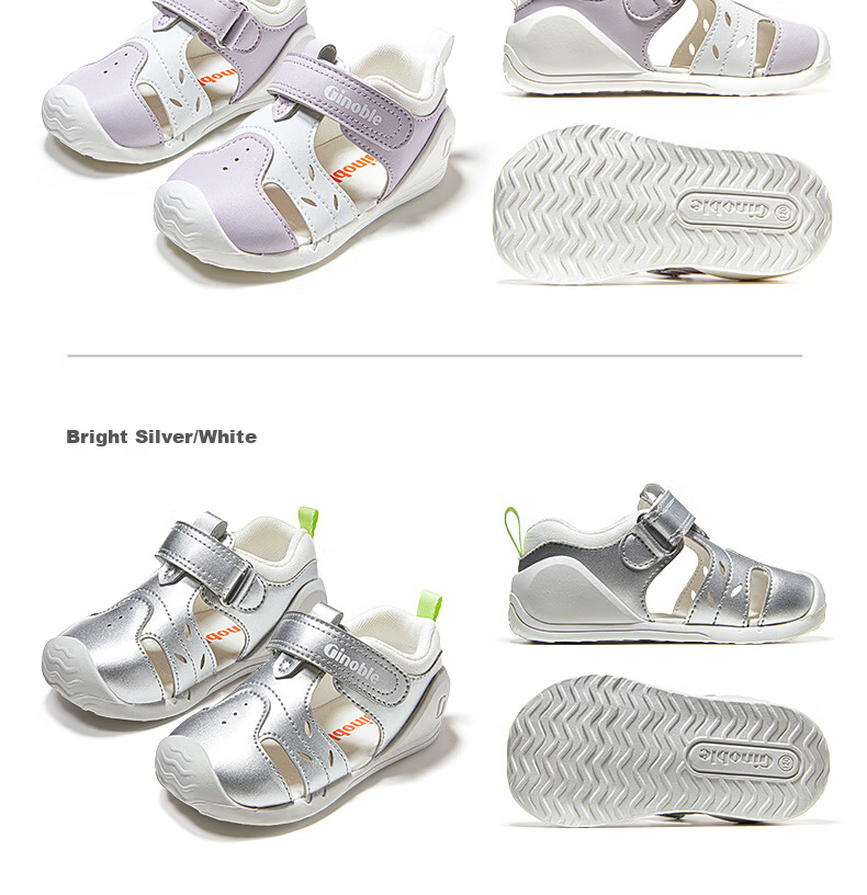 Ginoble 2026 Summer Toddler Breathable Sandals 0-1 Year Old Boys and Girls GB2556 Bright Silver 4