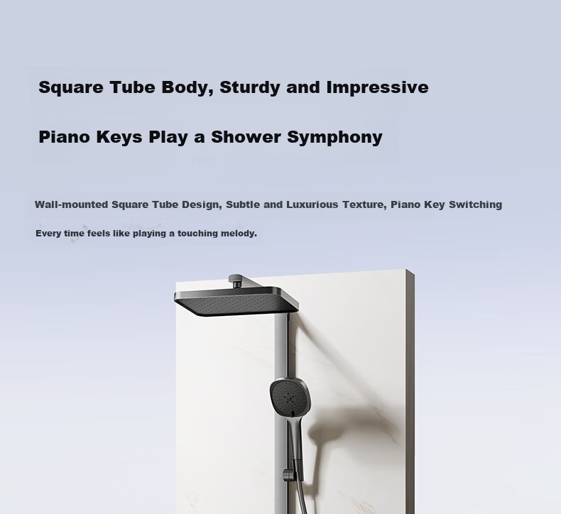 JOMOO Piano Key Storage Square Tube Top Spray Handheld Dual Anti-Scale Shower Set 36694 White 8