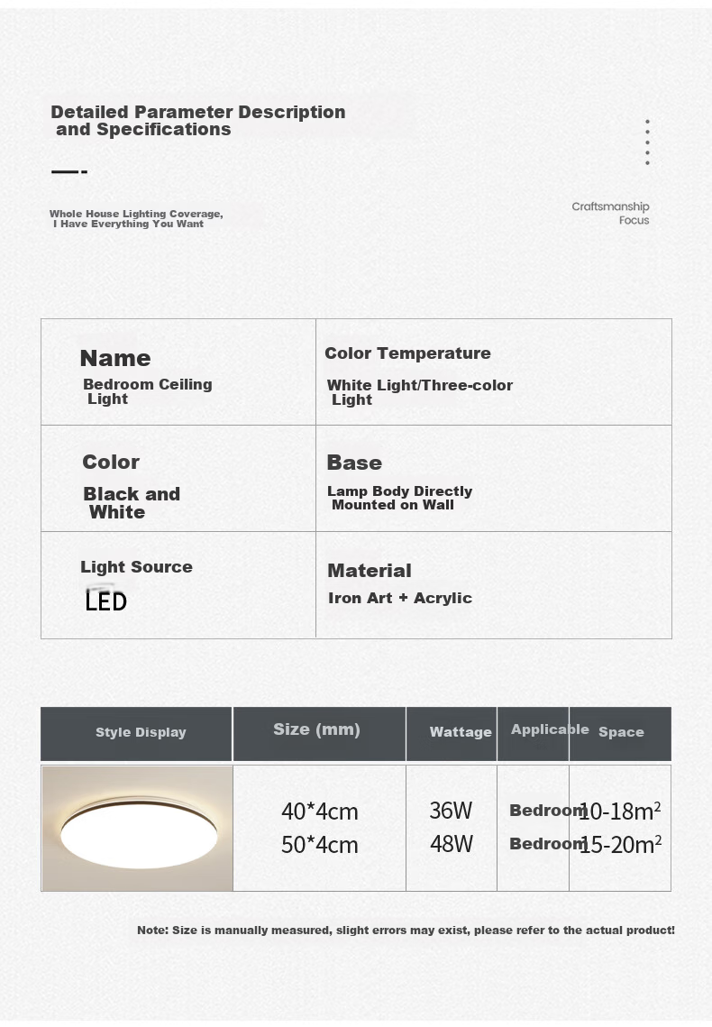ARROW Arrow Pure Light Source Bedroom Ceiling Light Nordic Dining Room Balcony LED Lamp 6
