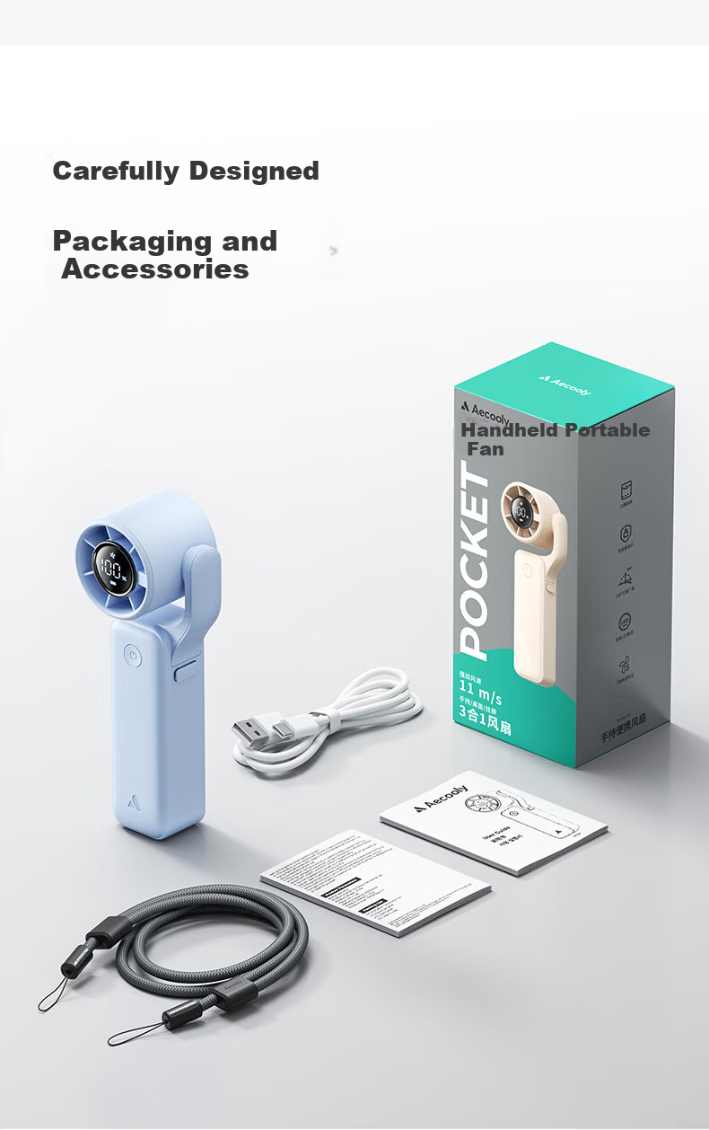 Aecooly 【Capybara Lulu】 Collaborative Handheld Neck Hanging Mini Fan High-Speed Energy-Saving Powerful USB Rechargeable Outdoor Commuting Portable Neck Fan 13