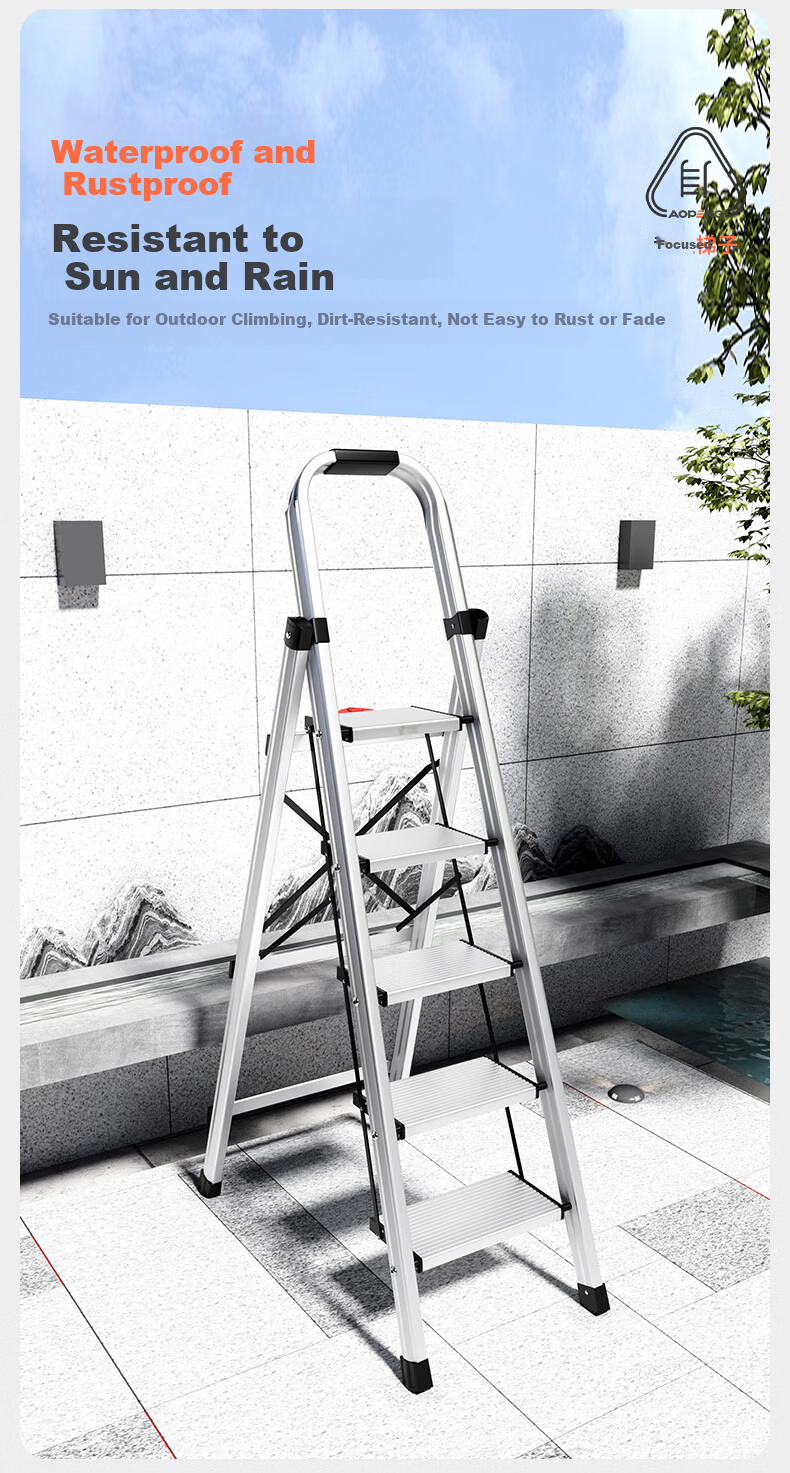 Aopeng Aluminum Alloy Household Folding Step Ladder Six-Step Lockable Thickened Climbing Ladder 14