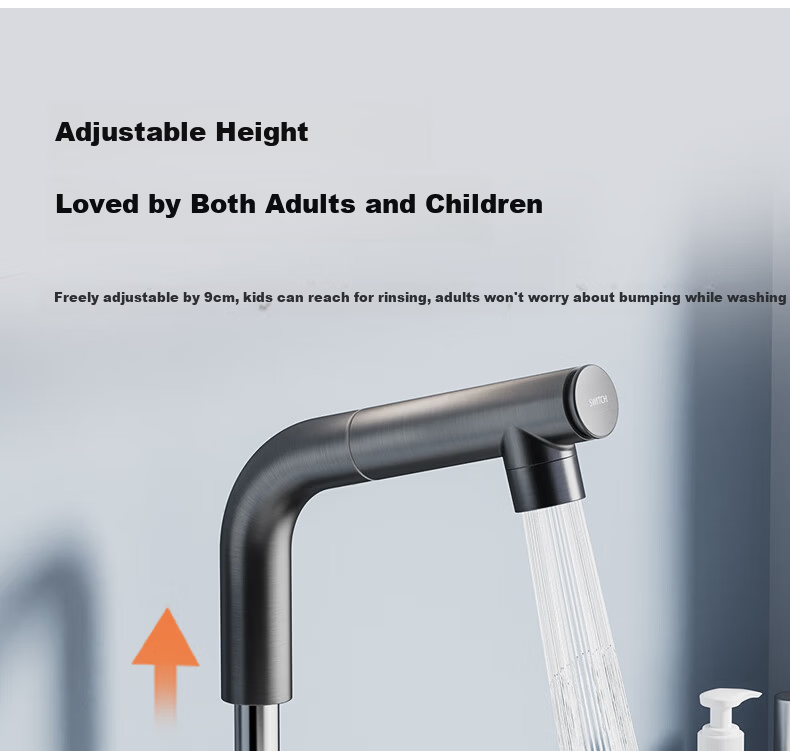 JOMOO Basin Faucet Gun Gray Pull-Out Hot and Cold Full-Range Bathroom Sink Faucet 32710-649/HBS-Z 14