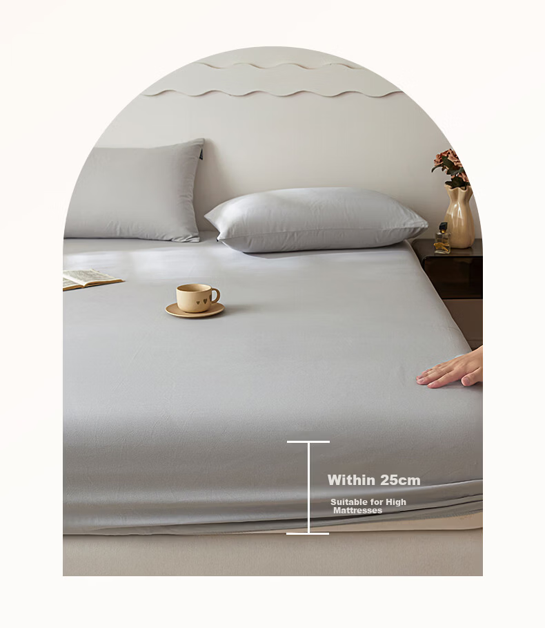Nanjiren Fitted Sheet Single Piece Full Coverage Mattress Protector Non-Slip Dustproof Home Bed Cover 150*200cm 7