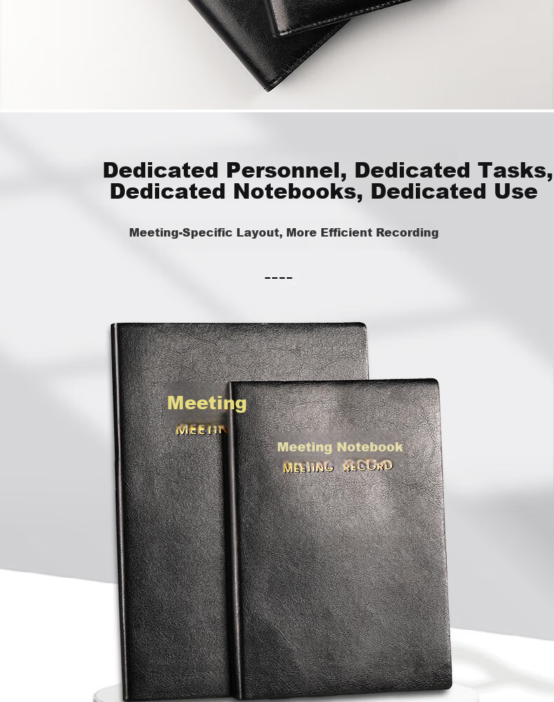 Xuchenwenju Business Meeting Notebook, B5 Leather Cover Soft Notebook, 96 Pages 192 Sheets, Office Meeting Journal, Meeting Minutes Record Book, 18K Work Diary with Customized Logo 2