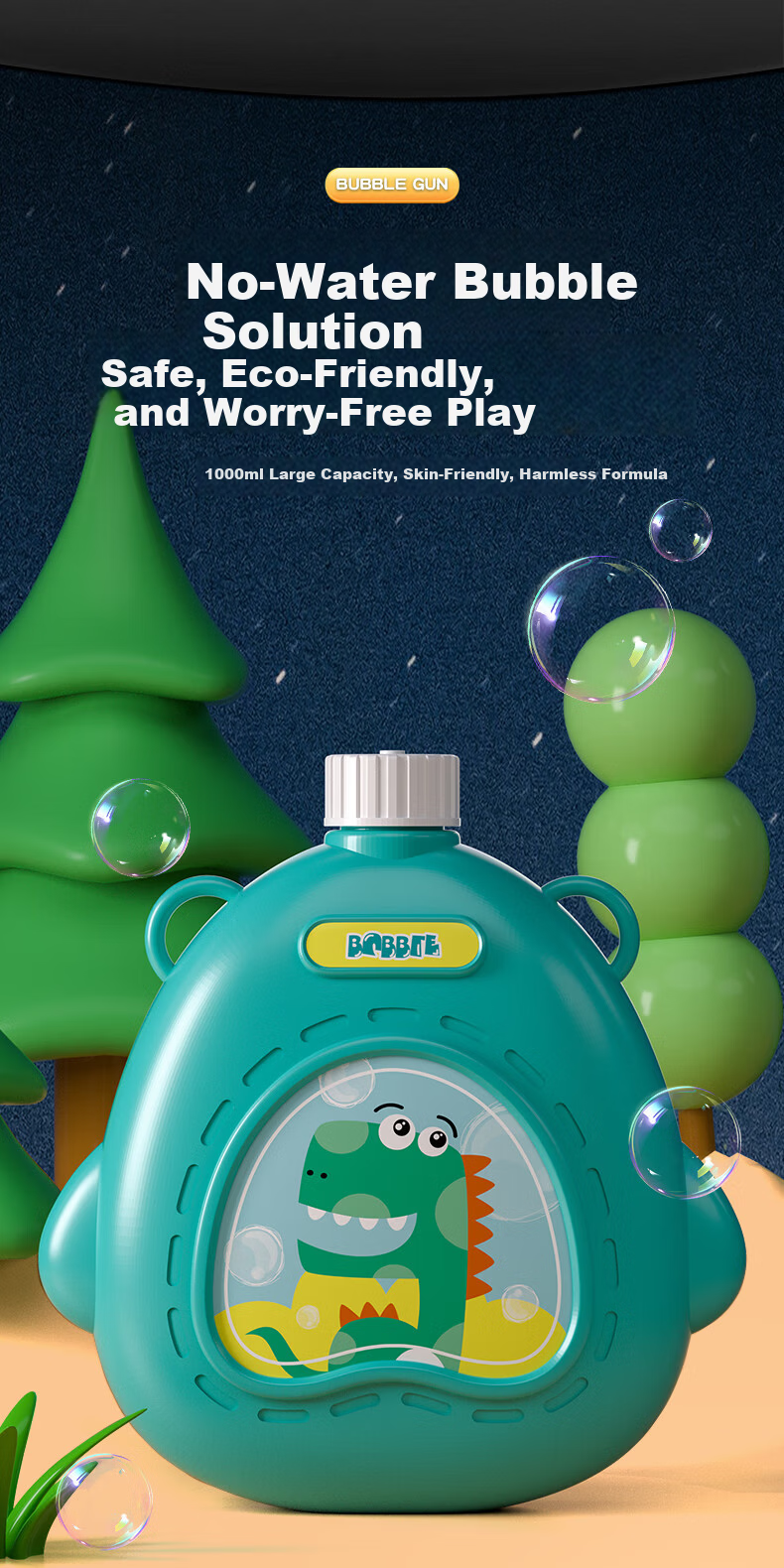 DEERC Bubble Machine Children's Toy Electric Bubble Gun for Ages 1-3 Popular Bubble Blower Wedding Birthday Children's Day Gift 7