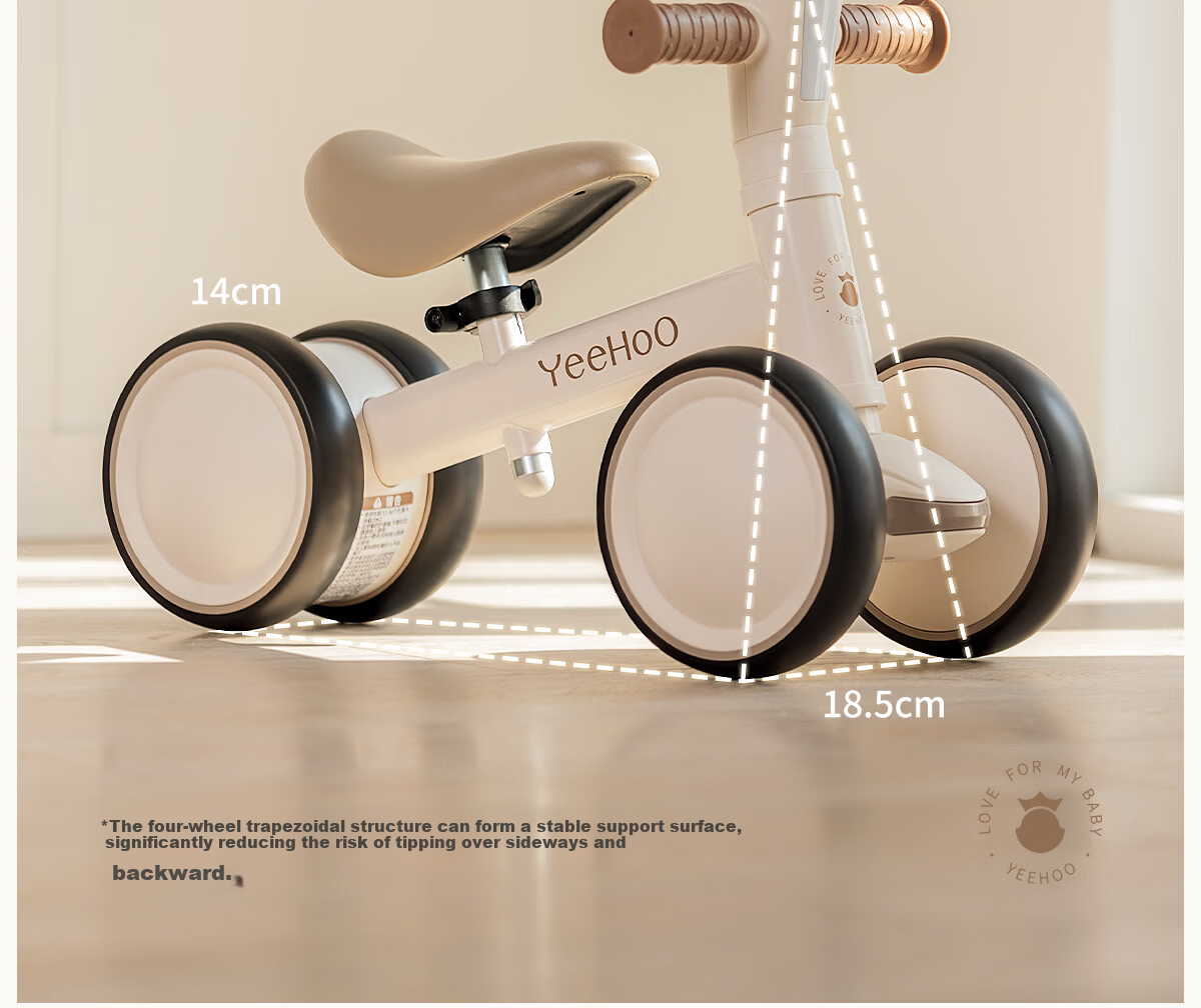 YEEHOO Kids Balance Bike 1-6 Years Toddler Anti-Tip Four-Wheel Walking Learning Bike Birthday Gift 12