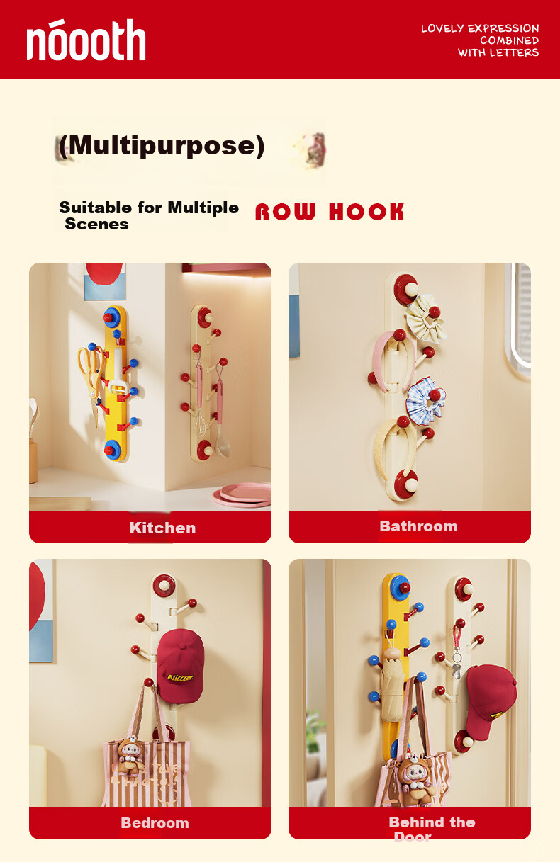 Noshi Vertical Rotatable Suction Cup Hook, No-Drill Strong Load-Bearing Kitchen Bathroom Door Hanging Clothes Adhesive Hook, Single Row 9