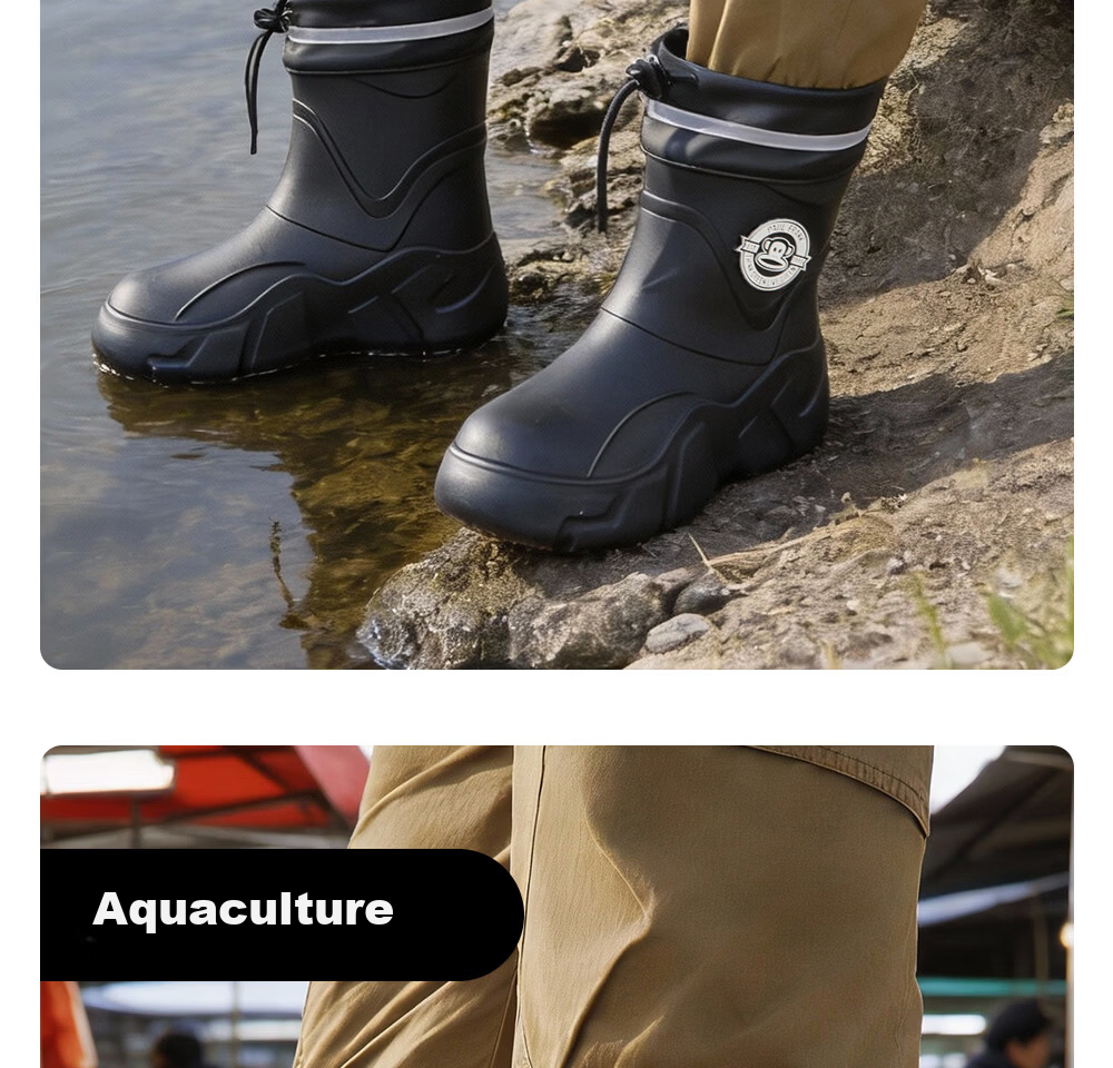Paul Frank Professional Non-Slip Chef Shoes Outdoor EVA Rain Shoes Delivery Rider Water Shoes Fishing Rubber Shoes Black Size 41 19