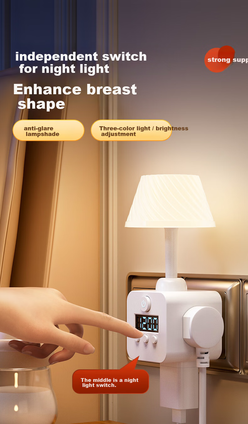 DUPAI Smart Remote Control Eye Protection Night Light Integrated Socket Bedside Table Lamp Bedroom Baby Nursing Maternity Baby Sleep Lamp 9
