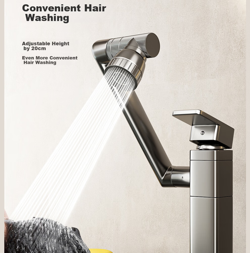 ILeddog [Germany] All-Copper Basin Faucet Bathroom Sink Universal Mechanical Arm Hot and Cold Splash-Proof ZCMLT 9