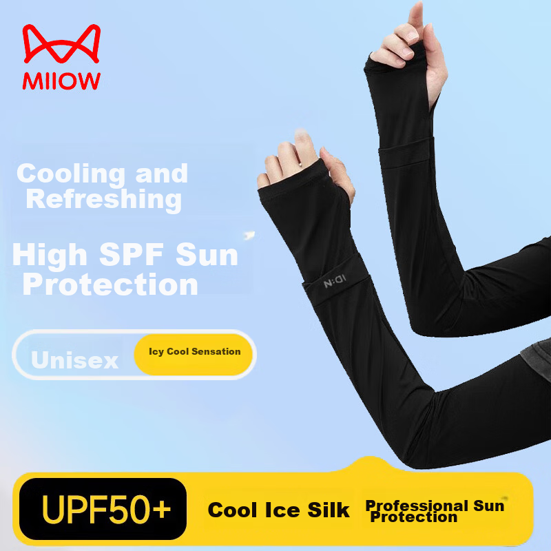 MiiOW Ice Silk UV Protection Cooling Arm Sleeves for Men and Women, Sun Protection Sleeves for Cycling and Driving