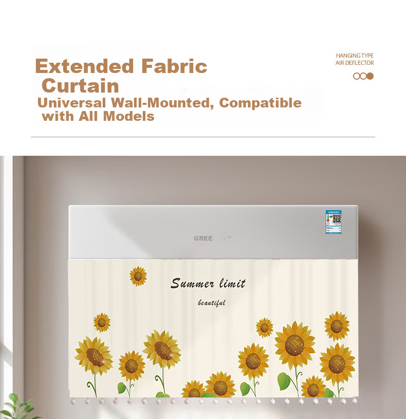Jingxun Air Conditioner Wind Deflector, Anti-Direct Blowing Shield, Air Conditioner Cover, Dust Cover, Wall-Mounted Universal, No Need to Remove When Operating, Sunflower 3