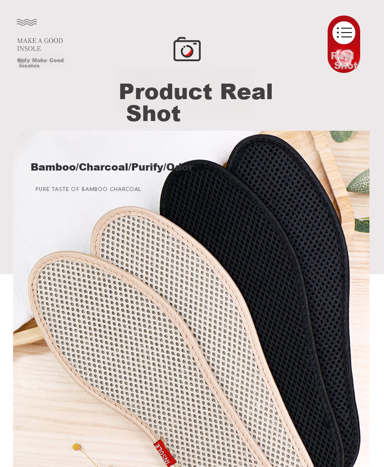 Zusheng 5 Pairs Bamboo Charcoal Insoles Men Odor-Resistant Breathable Sweat-Absorbing Deodorizing Military Training Women Sports Leather Disposable Insoles 9