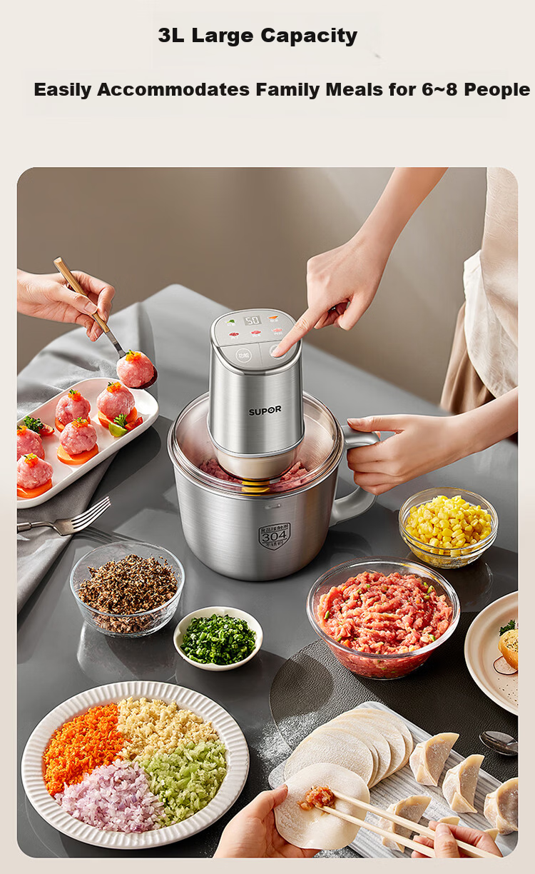 SUPOR Electric Meat Grinder 3L Large Capacity Multifunctional Food Processor JR76S-XF 11