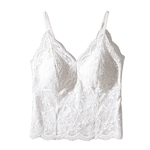 Herbal Original Color Women's French Lace Sexy Strapless Bra-Free Camisole Summer Thin Backless Base Layer White