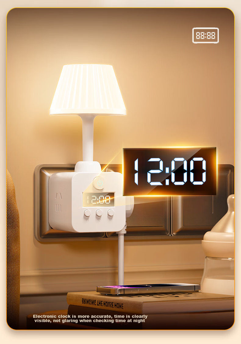 DUPAI Smart Remote Control Eye Protection Night Light Integrated Socket Bedside Table Lamp Bedroom Baby Nursing Maternity Baby Sleep Lamp 16