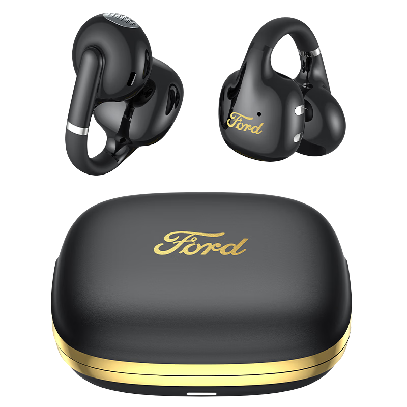 BUGANI Clip B32 Bone Conduction Bluetooth Earphones Clip-On Concept Sports Running Wireless Open-Ear Noise-Cancelling Long Battery Life Black