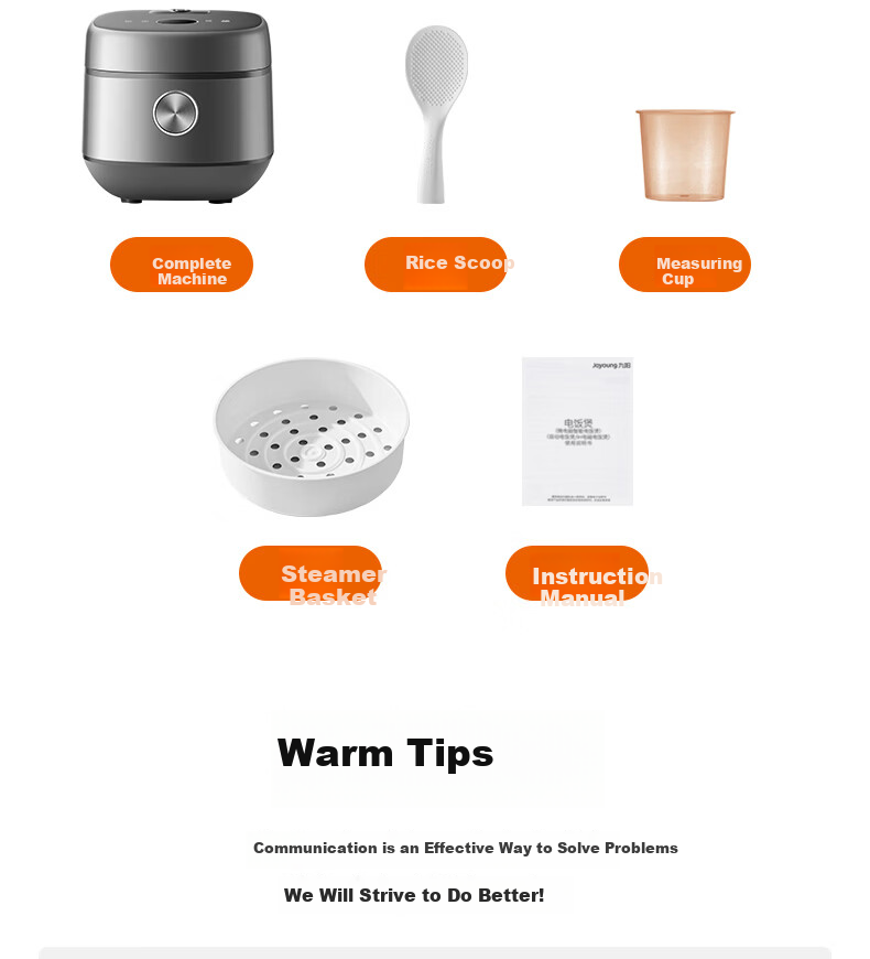 Joyoung New Household Rice Cooker 3L Multi-Functional 316L Stainless Steel Inner Pot Non-Coated Smart Micro-Pressure Steaming and Cooking Rice Cooker 2-4 People Air-Cooled Model 30N1 27