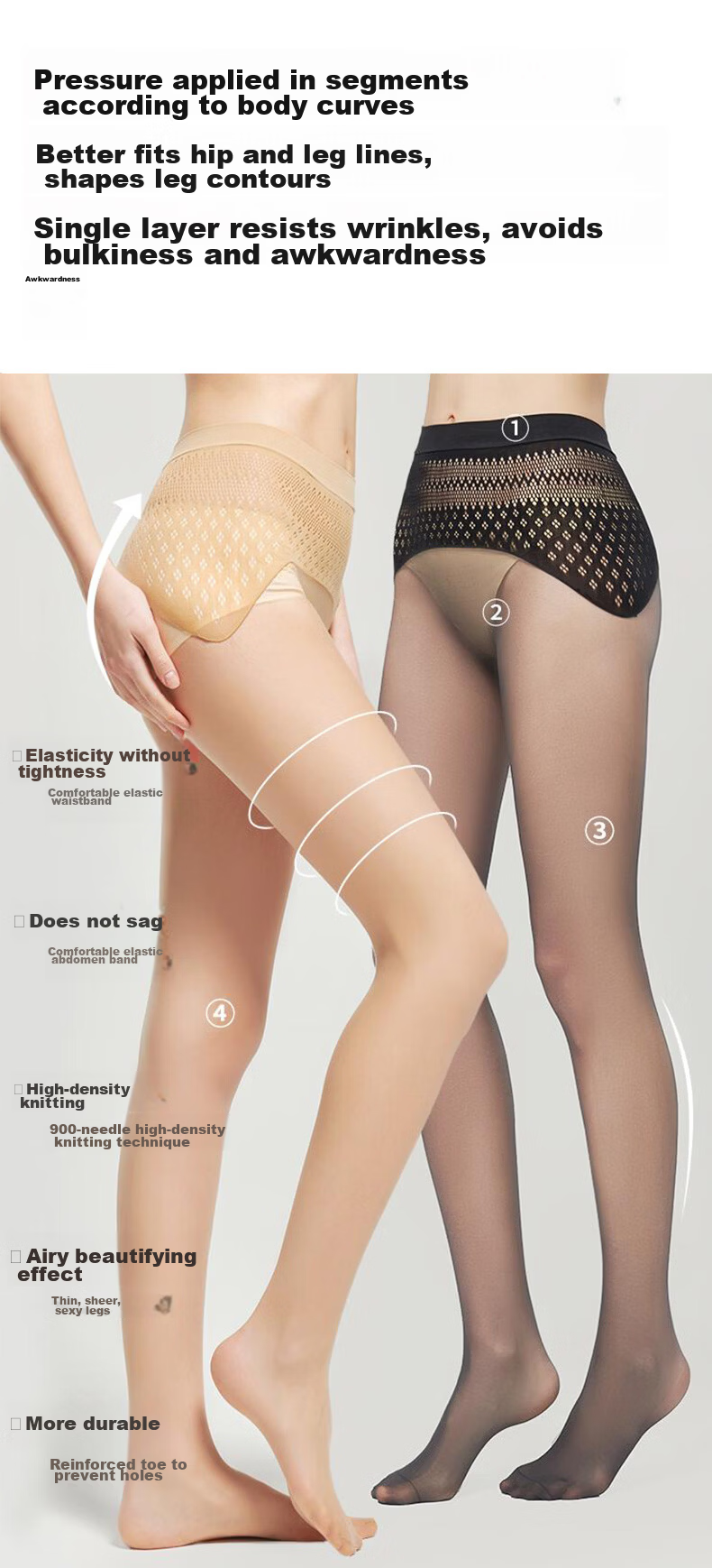 Avandy Sheer Leggings Spring Summer Thin Black Non-Slip Crotchless Tights Pantyhose Women Thin Anti-Snag Stockings 5