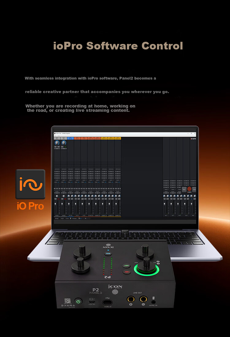 ICON Panel 2 Live Streaming Audio Interface P2 External Computer Sound Card Professional Host Singing KTV Recording Live Broadcast E-commerce Gaming Stage Performance Teaching Streaming Equipment 13