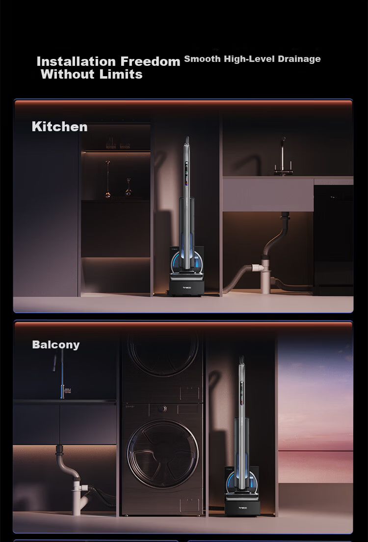 Tineco StationView Auto Water Supply and Drainage Flat Base Floor Washer and Sweeper with Full Chain Self-Maintenance Transparent Space Station Price Protection 618 5