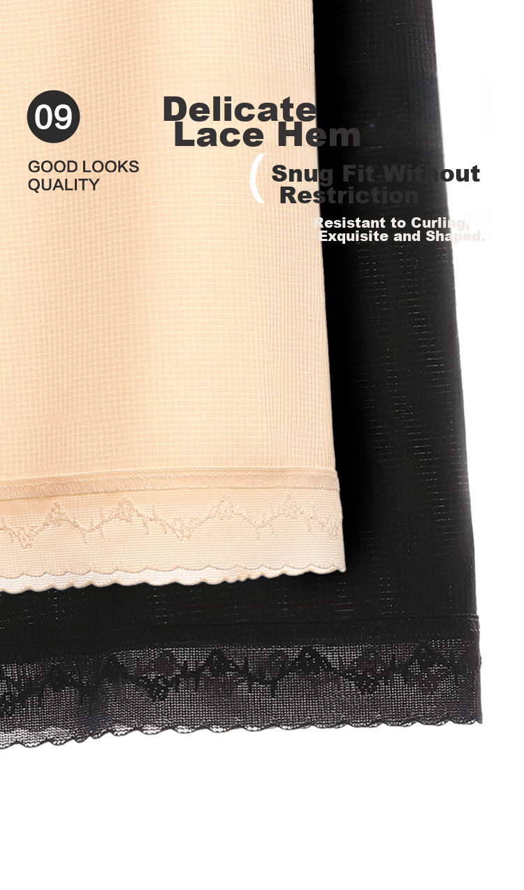 Hodo Women's Safety Shorts 10A Antibacterial Silk Gusset Naked Feel Ice Silk Breathable Anti-Exposure Lace Trim Leggings 2-Pack 9