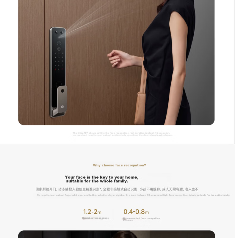 MI Xiaomi Smart Door Lock G500 Face Recognition Password Fingerprint Home Smart Lock Xiaomi Door Lock 6