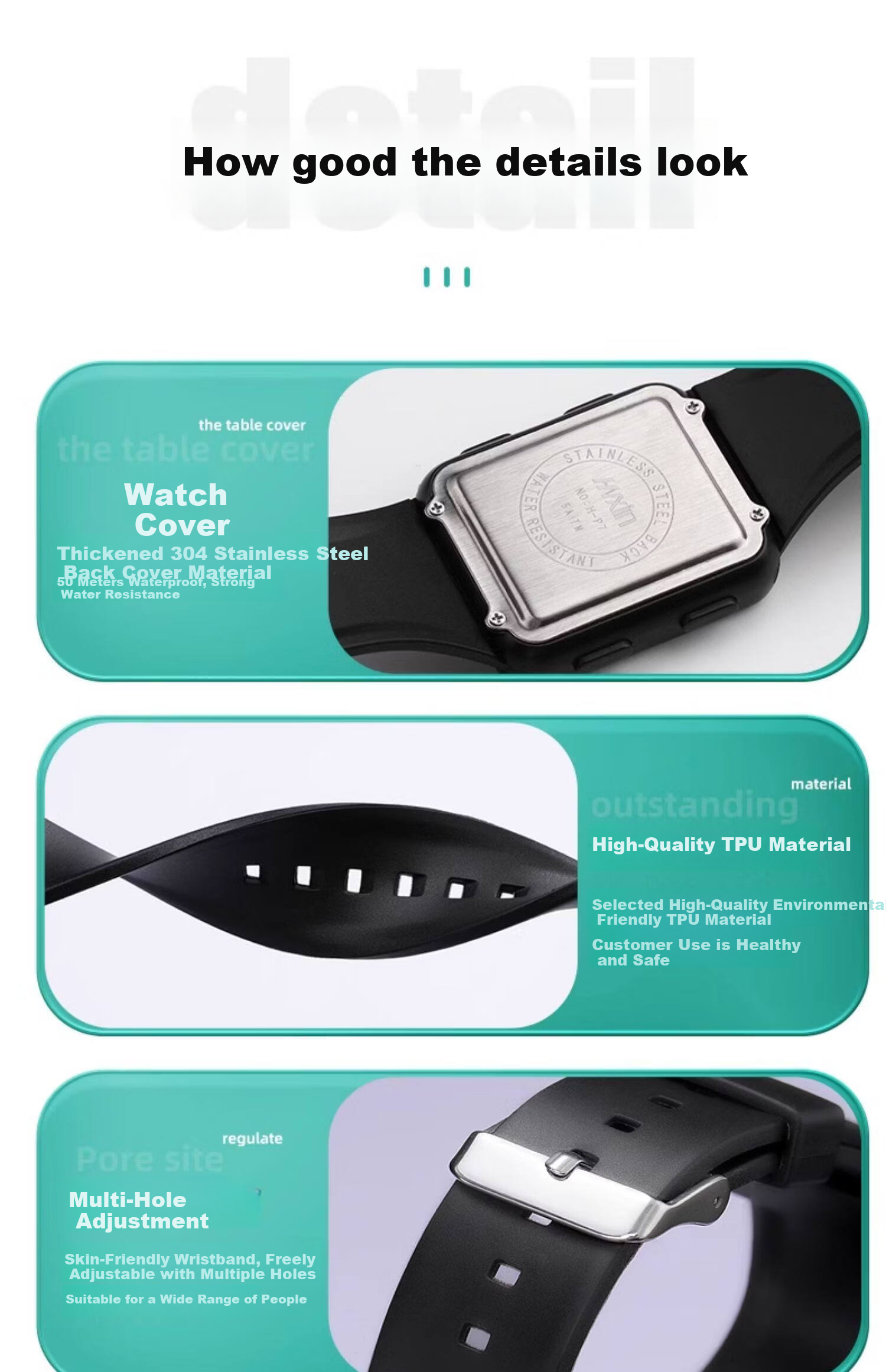 GEORGCOUNT Men's Multifunctional Square Digital Watch, Student Unisex Alarm Clock, Luminous Sports Children's Watch for Boys 14