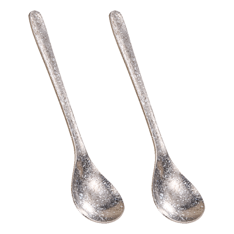JD Jingzao 100% Pure Titanium Round Spoon Household Rice Spoon Soup Spoon Dessert Spoon Ladle Set of 2 Acid and Alkali Resistant
