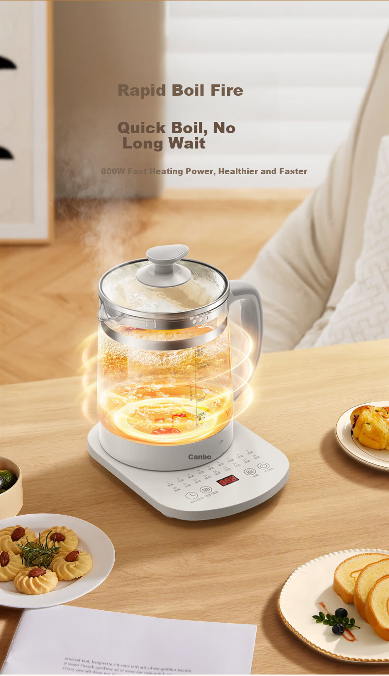 Canbo Health Pot Electric Tea Kettle 304 Stainless Steel Temperature Control Kettle Insulated Electric Water Boiler Flower Tea Kettle SLH-YSH1808 8