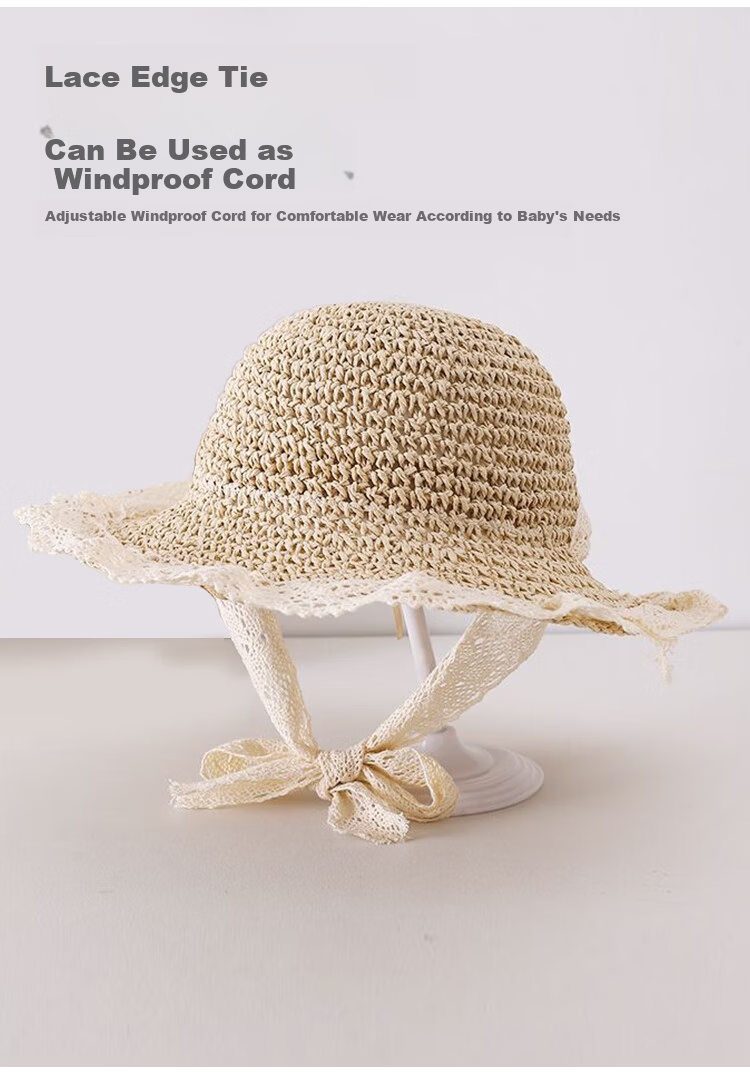 9i9 Kids Sun Hat Parent-Child Straw Beach Hat Large Brim Sun Protection Fisherman Hat F28 Off-White Large 10