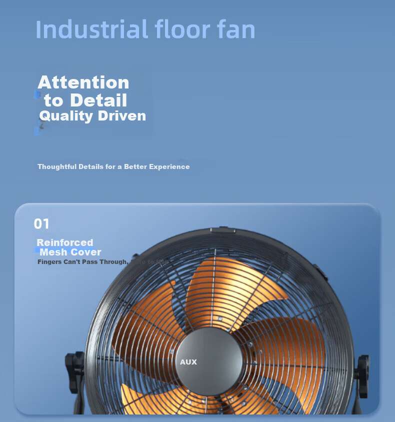 AUX Industrial Floor Fan 20-inch High Power Table Fan Commercial Home Use Pure Copper Motor 15