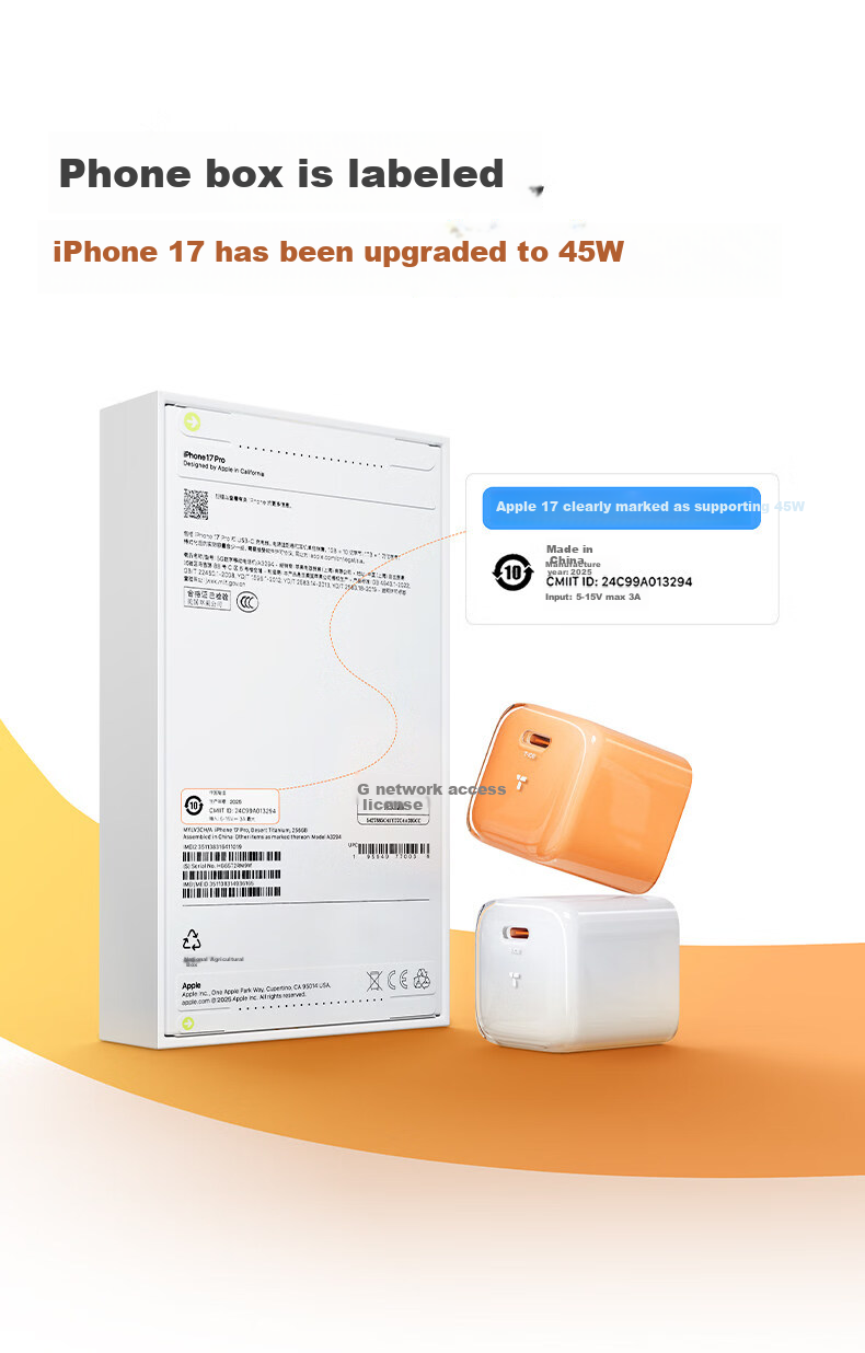 Torras Ice Cube Pro 45W GaN Charger for iPhone 17 Pro Max, 17, 16, 15 Series with Original Fast Charging Cable 10
