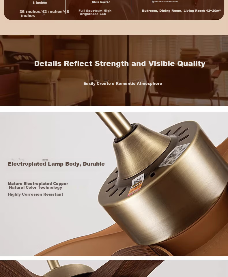 AUX Ceiling Fan Light Integrated Inverter High Wind Quiet Fan Lamp Living Room Ceiling Light 20