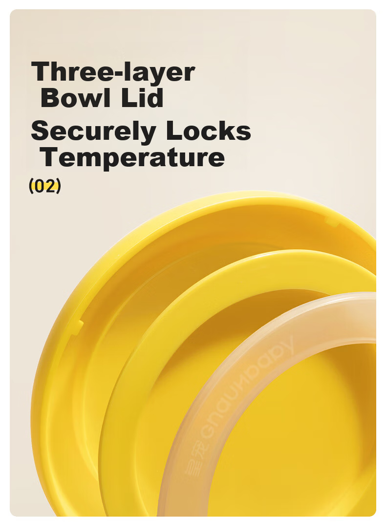 Huang Chong Big-Eyed Cute Baby Feeding Bowl Children's Water-Filled Insulated Suction Bowl PPSU Double-Layer Insulated Lunch Box Yellow 10
