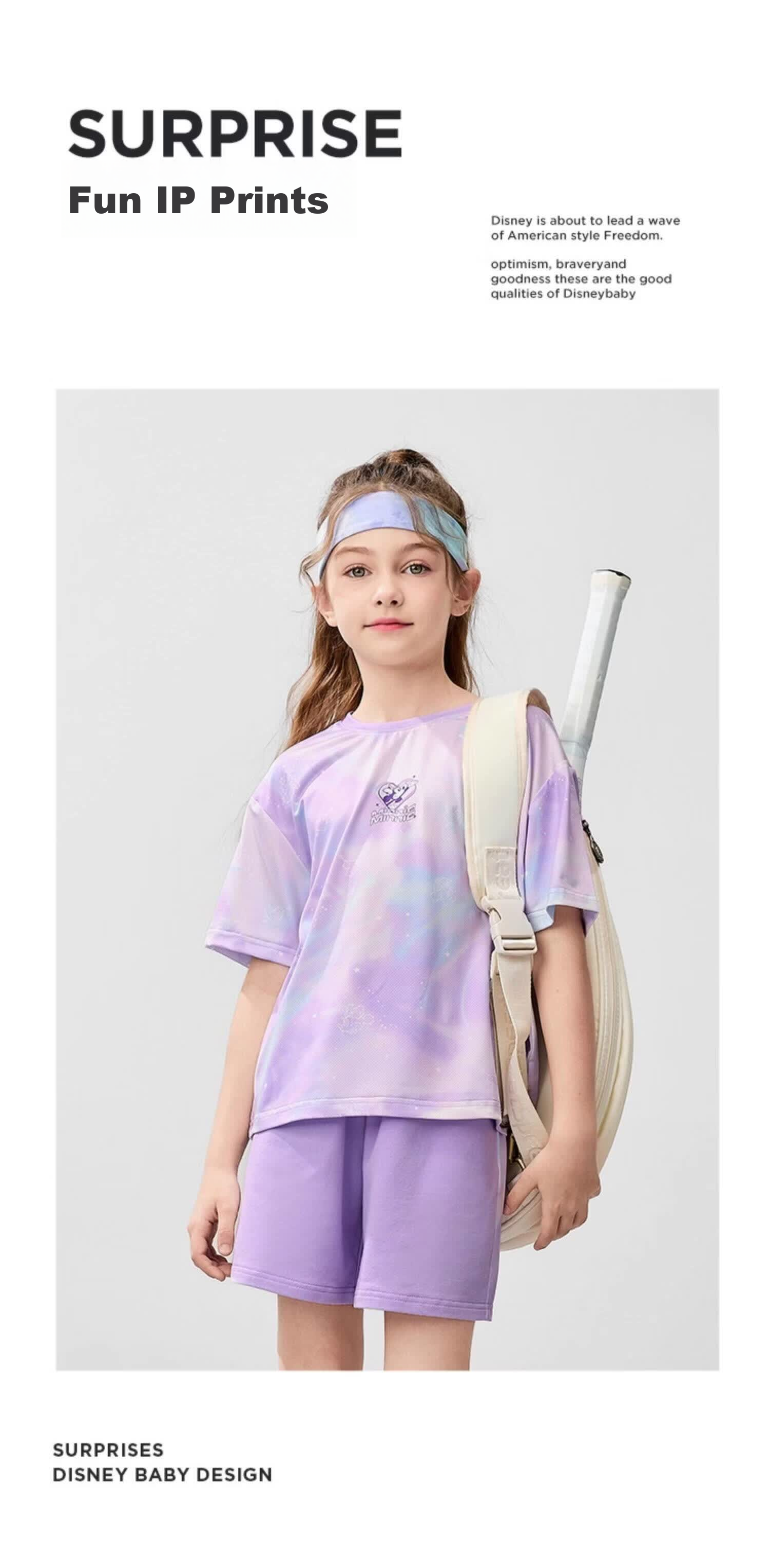 Disney Kids Boys and Girls Sports Set Children's Short Sleeve Two-Piece Summer Casual Outfit Dreamy Blue-Purple Tie-Dye Size 140 22