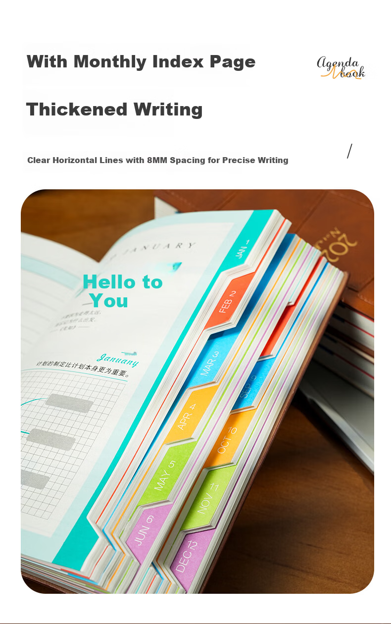 Wen'ao A5 Creative Thickened Vintage 365-Day Diary 2026 Planner Notebook School Season Schedule Punch Card Premium Business Office Journal Light Brown 6