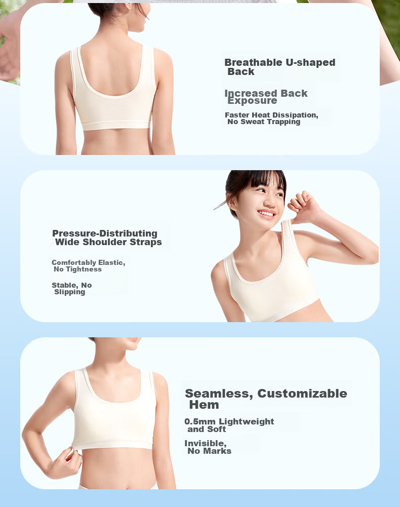 PurCotton Ultra-Thin Cotton Bra for Teenage Girls, Light Breathable Cotton Underwear for Middle School Students Aged 12-16, Self-Operated Second And Third Stage 27