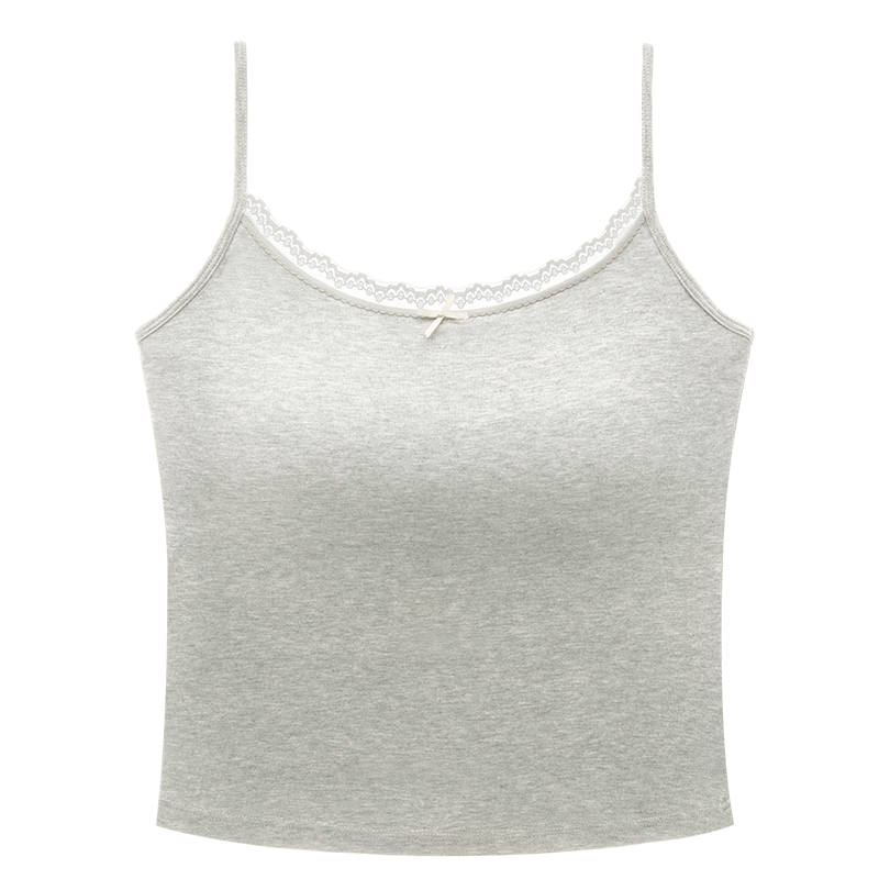 MiiOW U-Neck Lace Camisole with Built-in Bra Pad Women's Summer Sleeveless Outerwear and Innerwear Backless Underwear