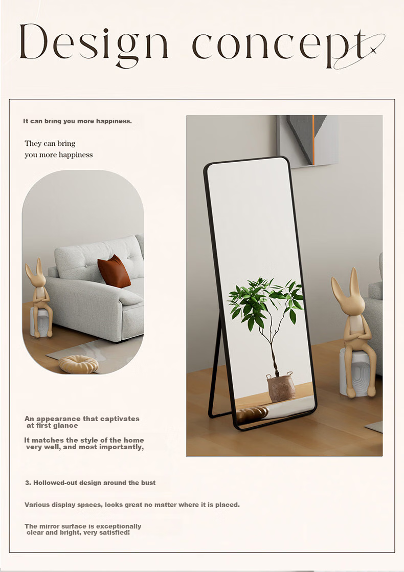 Menghuating Full-Length Dressing Mirror Floor Mirror Home Simple Wall-Mounted Wall Sticker Popular Girls Bedroom Makeup Hanging Fitting Mirror 1