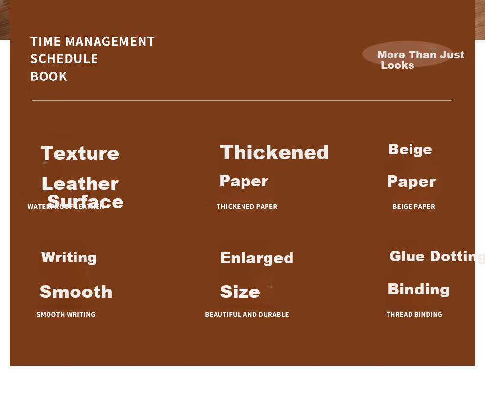 Faramon A4 Thick 240-Page Lined Notebook Large Business Journal University Exam Study Work Record Customizable Brown 3