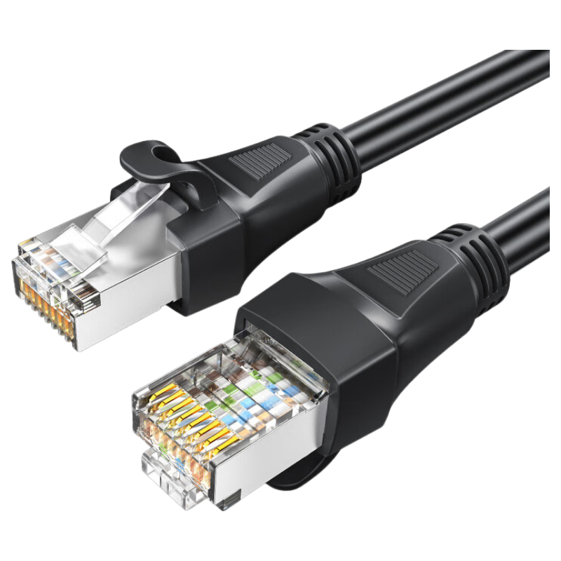 CHOOSEAL (CHOSEAL) Cat6 Gigabit Ethernet Cable, Cat6 Shielded 8-Core Twisted Pair, Engineering And Home Computer Broadband Monitoring Patch Cord Finished Network Cable, Black, 12 Meters, QS5069