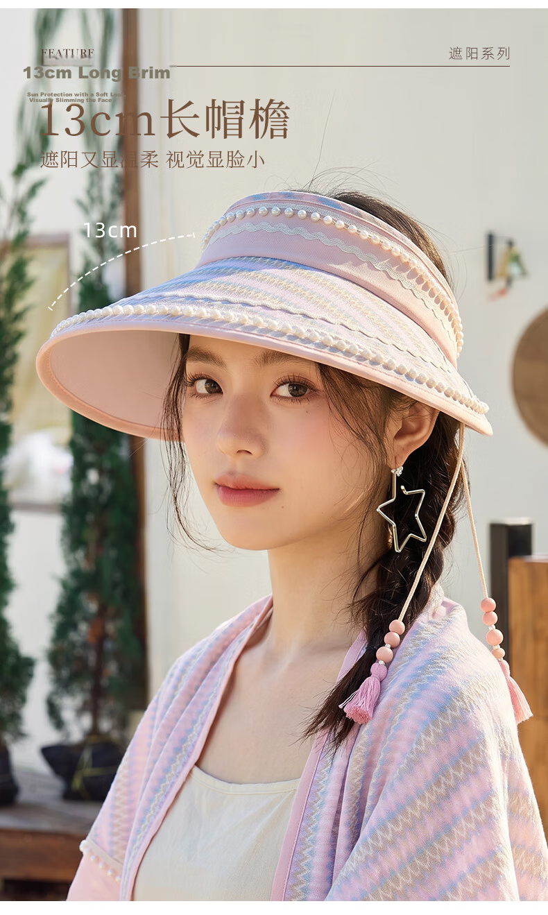 CACUSS Ice Silk Sun Protection Hat for Women Summer Large Brim Open Top Lightweight Breathable Outdoor Sunshade Hat with Shawl Set Pink Rose 3
