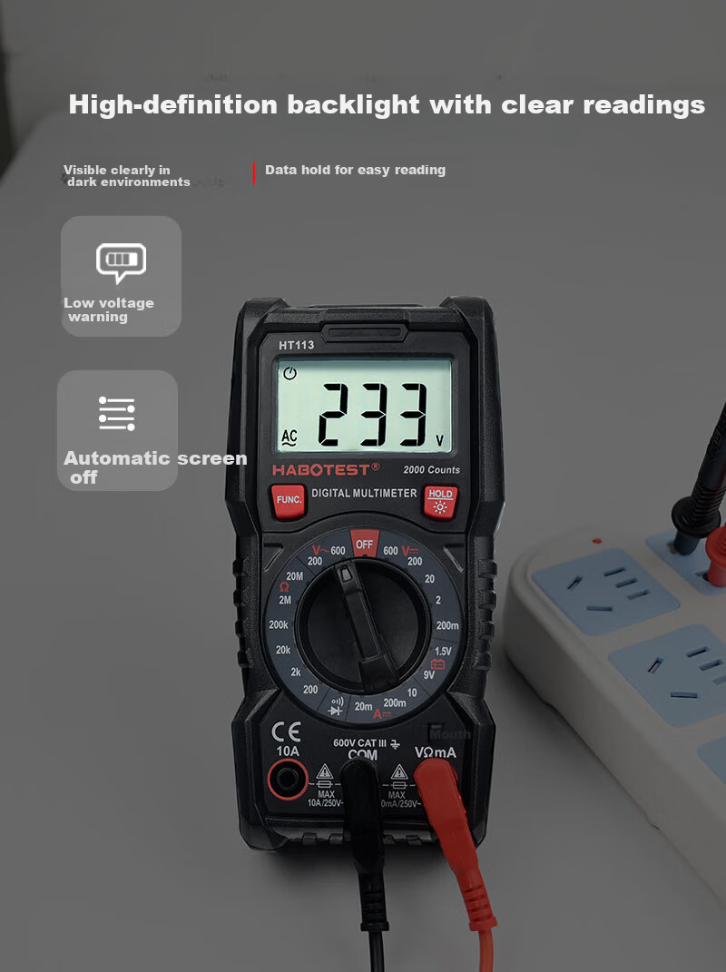 HABOTEST Professional Multimeter HT113 High-Precision Temperature Measurement Multimeter Current Meter 6