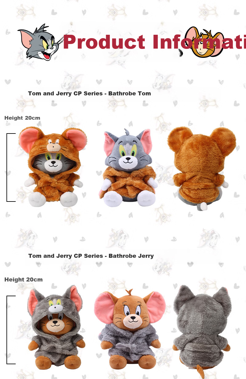 Haoqile Tom and Jerry Bathrobe Tom Cat 20cm Plush Toy Gift Doll Comfort Toy Pillow 6