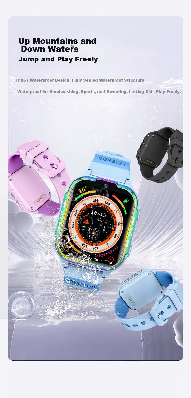 HUWXMAXI Kids 5G SIM Card Phone Watch Waterproof GPS Tracker for Boys and Girls Ages 6-18, Compatible with All Networks 19