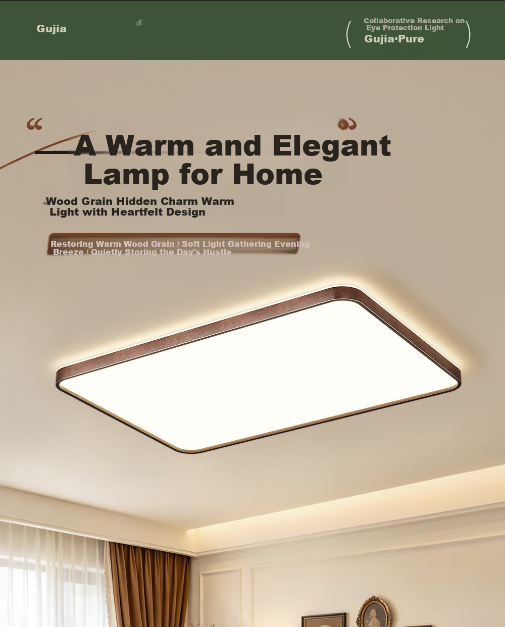 GUJIA LED Ceiling Light, Simple Backlit Eye Protection, Suitable for Living Room And Bedroom, 50cm Square-Shaped - Three Colors [Installation Included] 1